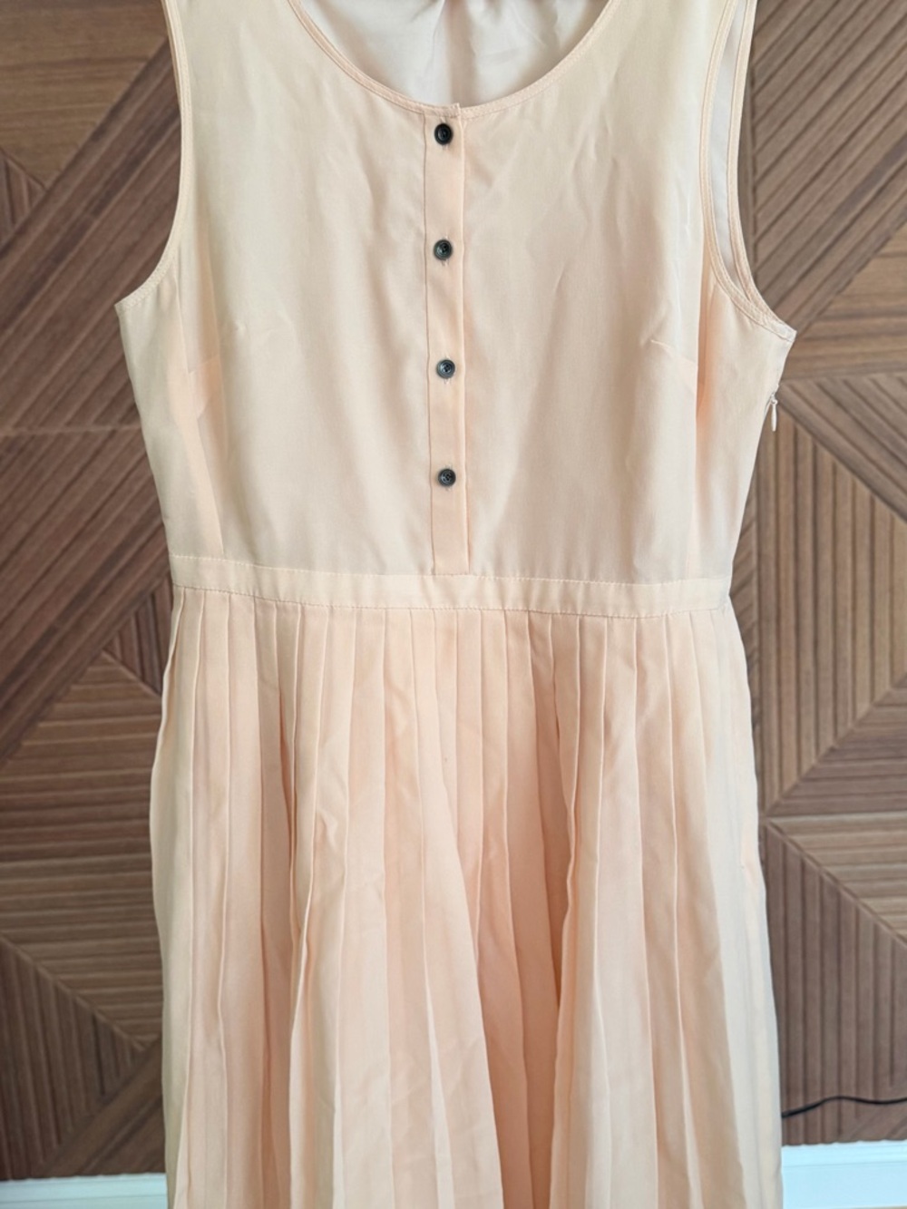 Madewell Peach Sleeveless Pleated Dress
